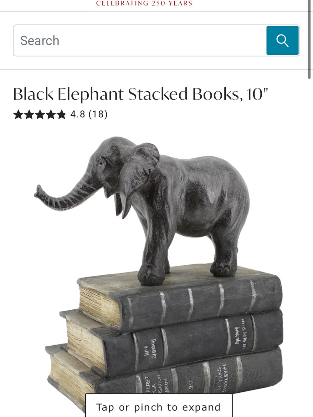 Black Elephant on Stacked Books Decorative Accent